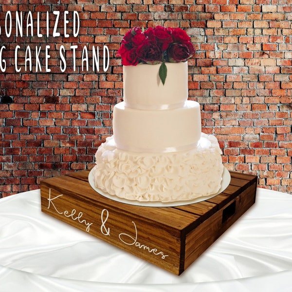 Personalized Wooden Cake Stand for Wedding - Cake stand - Rustic Wedding Cake Stand - Soild Wood Cake Stand - Gift for Wedding.