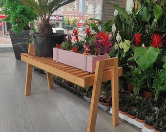 Solid Wood Plant Stand Bench: Indoor Plant Pot Riser