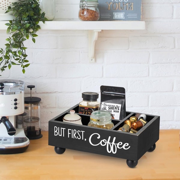 Custom Wooden Coffe Bar Organizer. Coffee Bar Box, Coffee, Syrup and Tea Storage. Coffee Bar Caddy. K Cup Holder. Self Serve Storage Tea Box