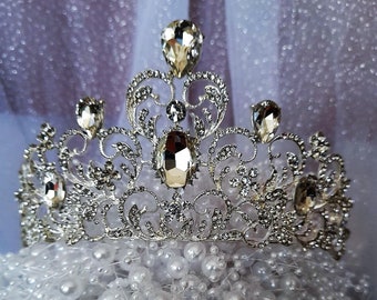 Silver Bridal Headdress,Wedding Tiara,Prom Crown