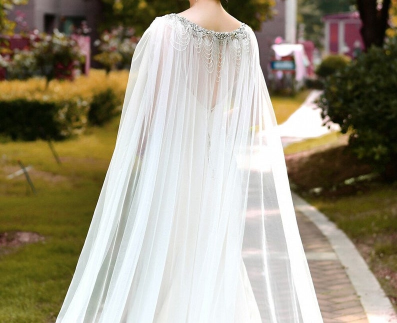 White Or Ivory Bridal Cape Veil,Wedding Cloak,Cape For Dress image 5