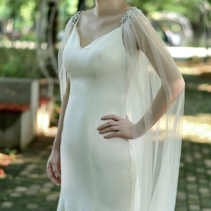 White Or Ivory Bridal Cape Veil,Wedding Cloak,Cape For Dress image 4
