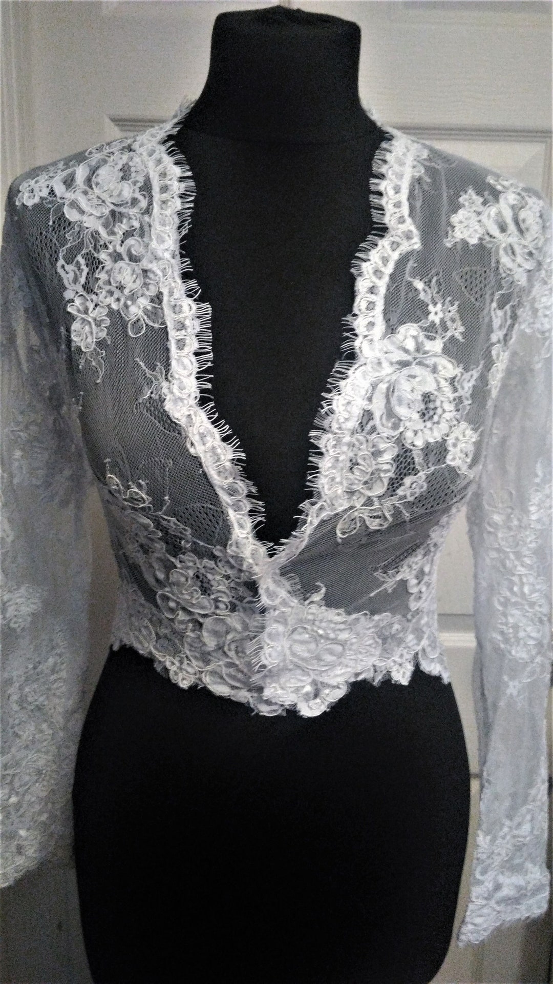 Ivory Long Sleeve Bolero,wedding Bridal Bolero,french Lace Bolero Etsy
