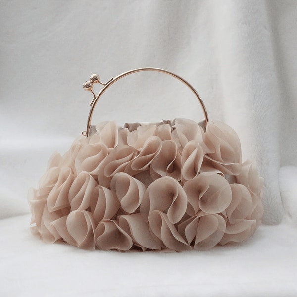 Clutch elegante, bolso de noche, clutch floral, bolso hecho a mano, clutch con flor, clutch de boda, clutch nupcial, clutch de noche, clutch vintage, presente