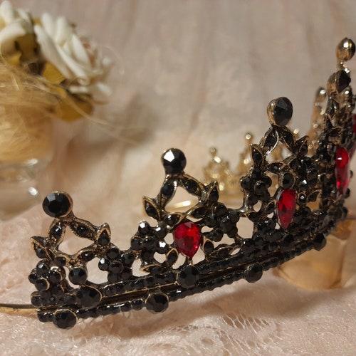 Gothic Tiara,Baroque Tiara,Retro Tiara,Bronze Crown,Wedding Tiara,Hair on sale Ornaments,Bridal Tiara,Red Tiara,Black Tiara,Crystal Tiara,Present