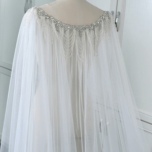White Or Ivory Bridal Cape Veil,Wedding Cloak,Cape For Dress image 10