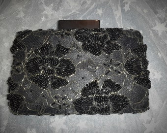 Elegant Clutch,Evening Bag,Beaded Clutch,Handmade Bag,Clutch With Chain,Wedding Clutch,Bridal Clutch,Black Clutch,Vintage Clutch,Present