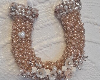 Crystal Horse Shoe,Beaded Wedding Lucky Charm,Christmas Gift