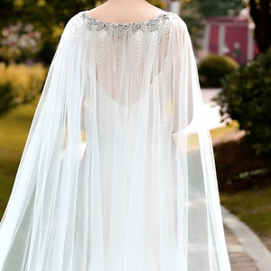 White Or Ivory Bridal Cape Veil,Wedding Cloak,Cape For Dress image 8