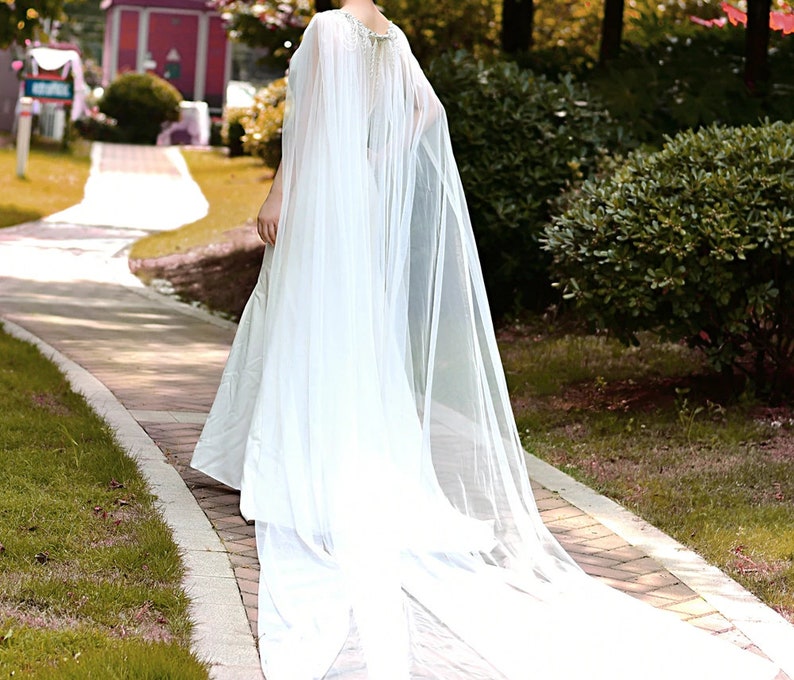 White Or Ivory Bridal Cape Veil,Wedding Cloak,Cape For Dress image 9