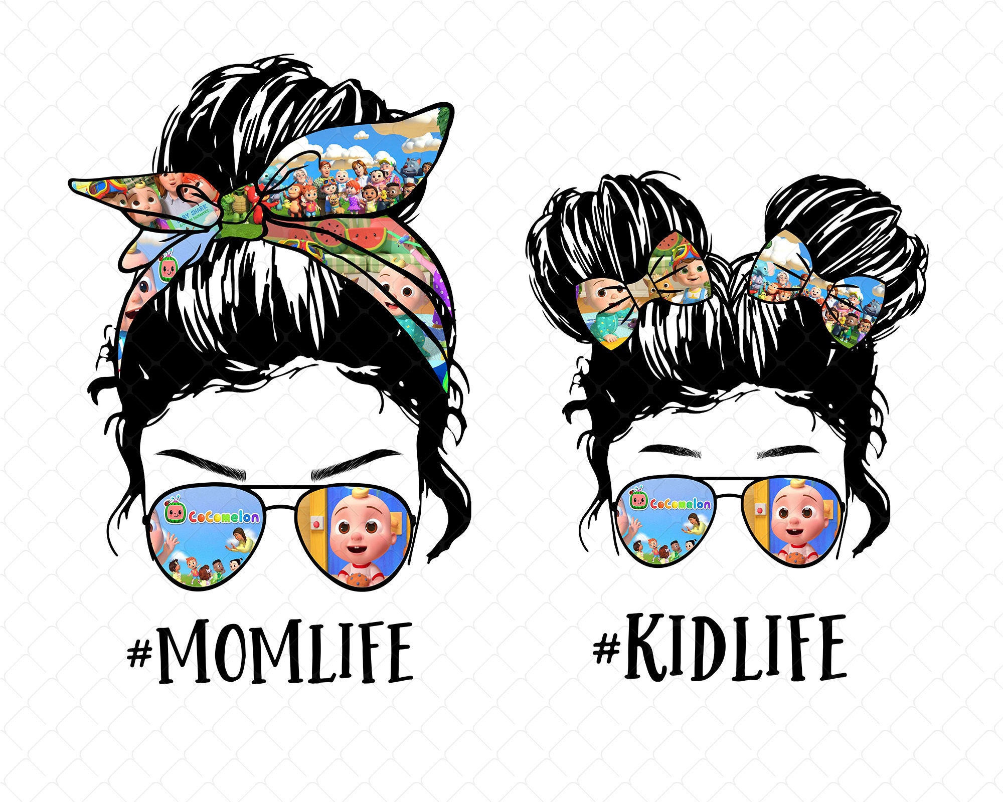 Download Cocomelon mom life kid life bundle messy bun png diseño de ...