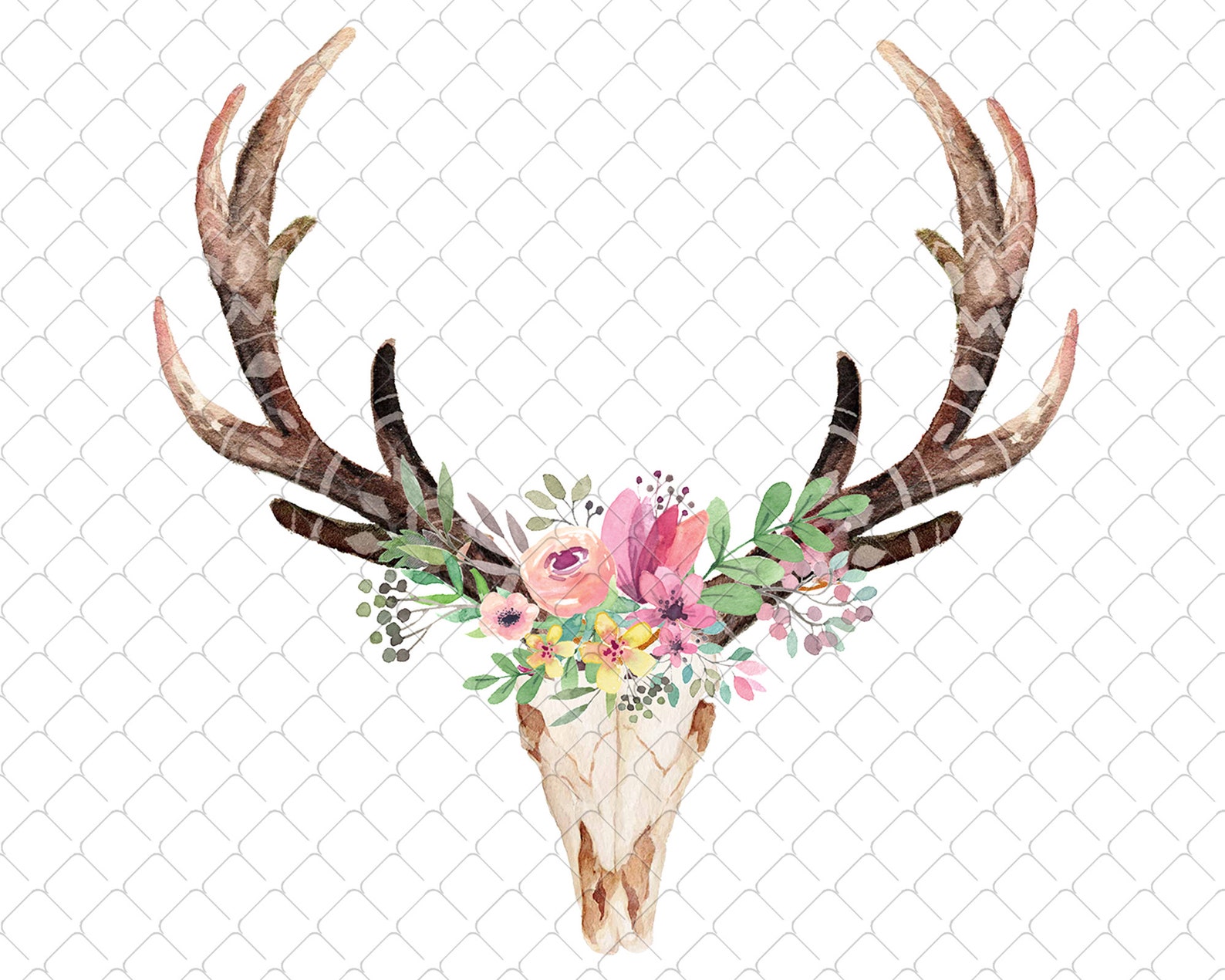 Floral Deer Skull Png Deer Skull Png Animal Png Farmhouse Etsy