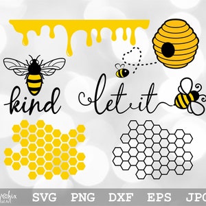 Bee Bundle Svg  Bee SVG  Bee Kind SVG  Honey Bee Svg  Bumblebee Svg  Honeycomb Svg  Instant download  svg png eps dxf jpg files