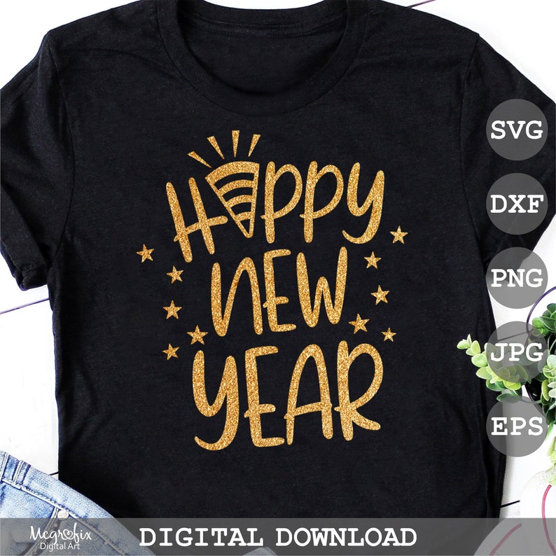 Happy new years design.
This SVG file is easy to download for your DIY new year craft projects.