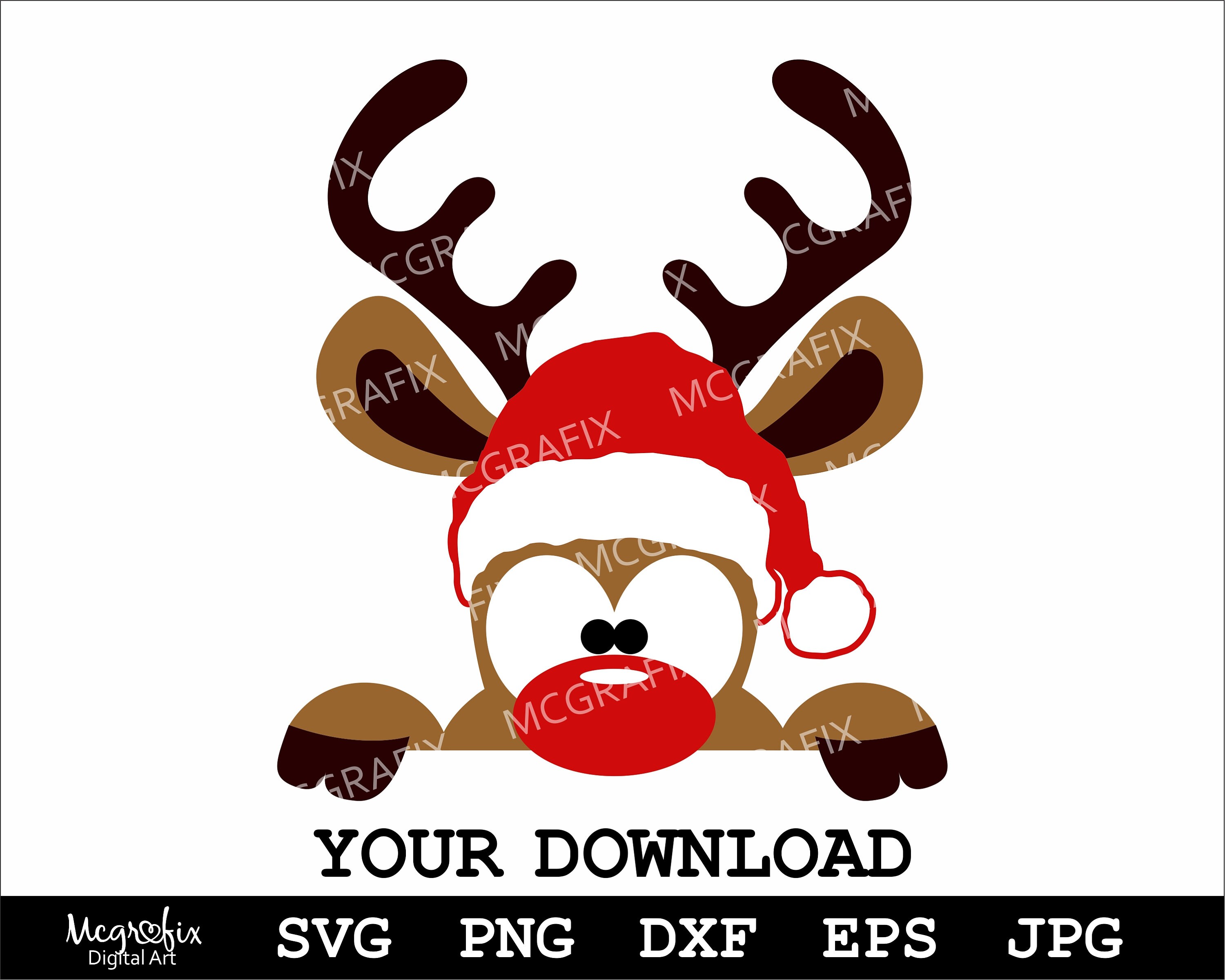 Peeking Reindeer SVG Reindeer SVG Cute Reindeer SVG Etsy