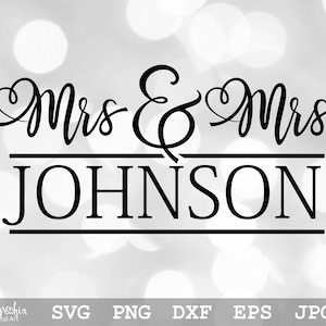 Monograma de señora y señora SVG Sra. y señora SVG Novia y novia SVG Boda lésbica Svg Descarga instantánea archivos SVG, PNG, EPS, DXF y JPG