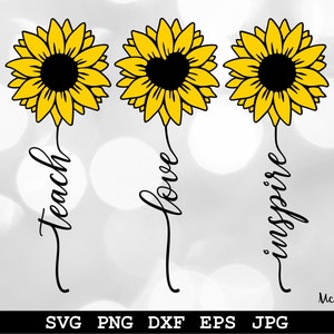 Insegnare Ama Ispirare Insegnante SVG Insegnante Girasole SVG Insegnante Vita SVG Insegnante Fiore SVG Download istantaneo svg png eps dxf jpg