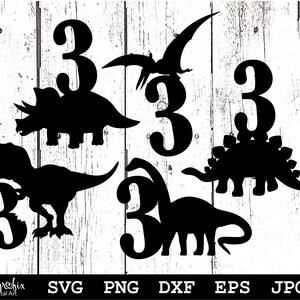 3. Geburtstag SVG Dinosaurier Geburtstag SVG Dinosaurier Bundle SVG Kuchen Topper svg Geburtstag svg Sofortiger download svg png eps dxf jpg