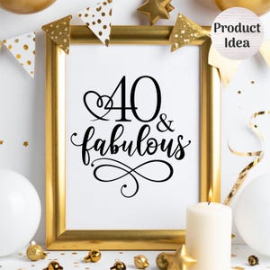 Minimalist 40th birthday SVG designs foir DIY decorations