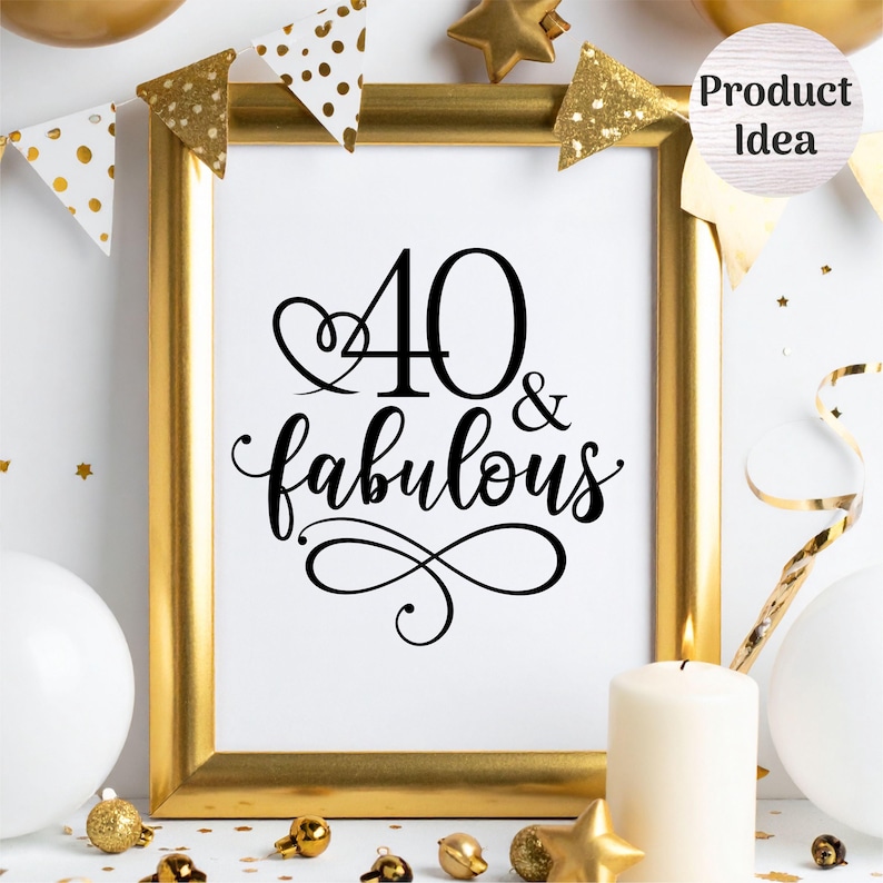 Minimalist 40th birthday SVG designs foir DIY decorations