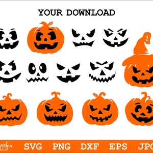 Pumpkin Faces SVG Jack O Lantern SVG Halloween Pumpkin SVG - Etsy