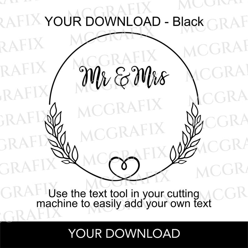 Mr and Mrs Monogram SVG | Welcome Wedding SVG | Family Name Sign SVG | Wedding Wreath Svg | Custom Wedding Sign Cut File Instant Download image 3