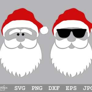 Père Noël avec lunettes de soleil SVG | Père Noël SVG | Père Noël cool SVG | Visage de père Noël Svg | Père Noël Svg | Téléchargement instantané | fichiers svg, png, eps, dxf, jpg