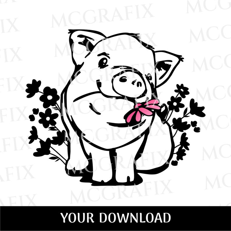 Cute Pig SVG: Farm Animal Cut File and Clipart for Shirts, Kids Apparel & Crafts (Instant Download) image 4