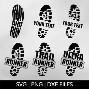 Runner Shoe Print SVG Bundle | Footprint SVG | Trail Runner SVG | Marathon Runner Svg | Track and Field Svg | Running Girl Instant Download