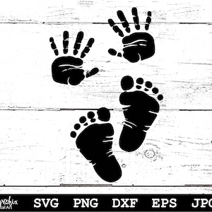 Baby hand- en voetafdruk SVG Baby voetafdruk SVG Baby handafdruk Svg Baby Svg pasgeboren Svg Instant download svg png eps dxf jpg