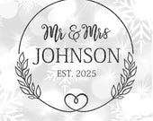 Mr and Mrs Monogram SVG | Welcome Wedding SVG | Family Name Sign SVG | Wedding Wreath Svg | Custom Wedding Sign Cut File Instant Download
