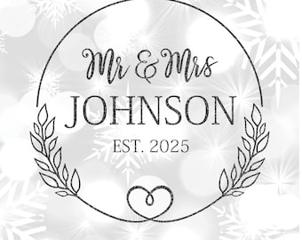 Mr and Mrs Monogram SVG | Welcome Wedding SVG | Family Name Sign SVG | Wedding Wreath Svg | Custom Wedding Sign Cut File Instant Download