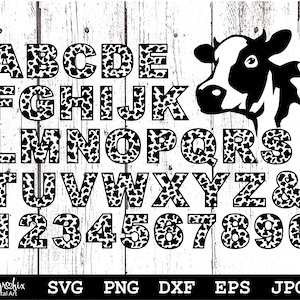 Cow Alphabet SVG  Cow Font SVG  Cow Print SVG  Animal Font Svg  Farmhouse Font Svg  Instant download  Includes svg png eps dxf jpg