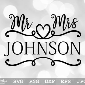 Sr. y Sra. SVG Novia y novio SVG Boda SVG Matrimonio Svg Sr. y Sra. Monograma Svg Descarga instantánea archivos SVG PNG EPS DXF jpg