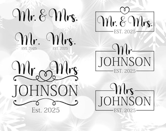 Wedding SVG Bundle: Mr and Mrs SVG Cut Files for Wedding Ceremony Signs & Decor (Instant Download)