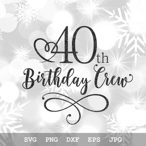 40. Geburtstag Crew SVG 40. Geburtstag SVG 40. Geburtstag SVG Geburtstag Squad SVG Sofortiger Download svg png eps dxf jpg -Dateien