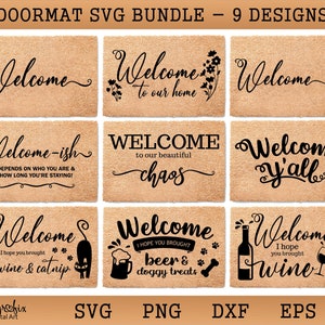 Pacchetto zerbino SVG Zerbino di benvenuto SVG Zerbino SVG Zerbino divertente Pacchetto zerbino SVG Download immediato file svg png eps dxf