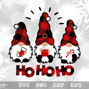 Christmas Gnomes SVG | Christmas SVG | Ho Ho Ho SVG | Gnomes Svg | Gnomes Plaid Svg | Xmas Svg | Instant download | svg, png, eps, dxf files