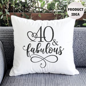40 & Fabulous SVG: 40th Birthday Cut File with Gold Glitter PNG included (Instant Download) image 7