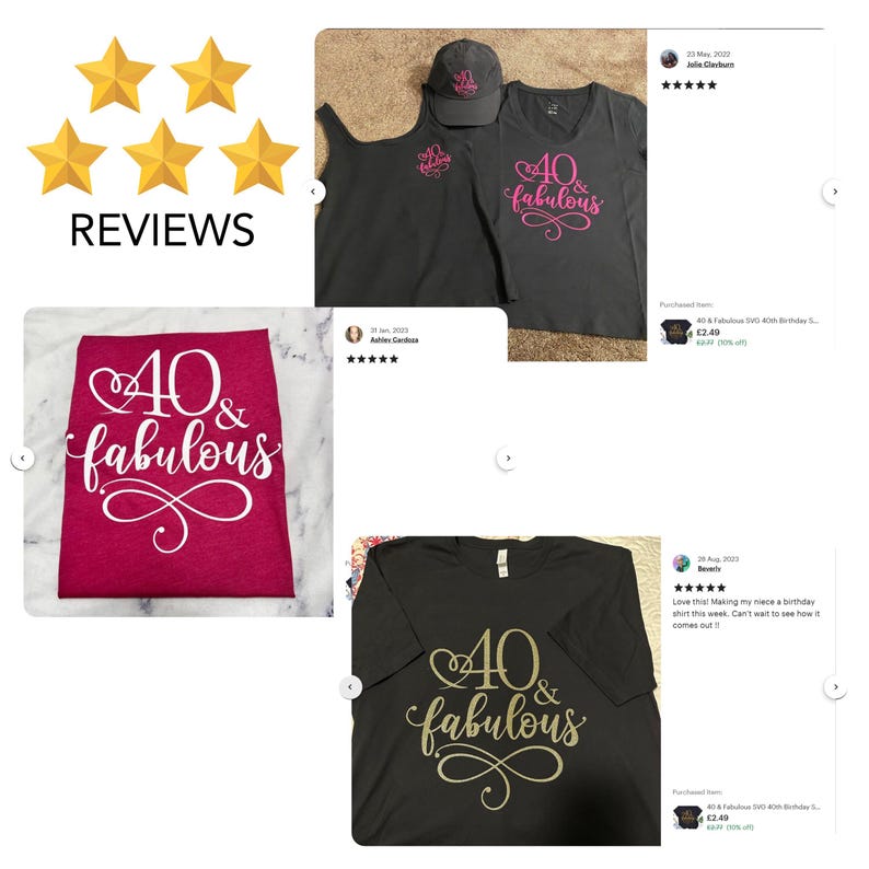 40 & Fabulous SVG: 40th Birthday Cut File with Gold Glitter PNG included (Instant Download) image 8