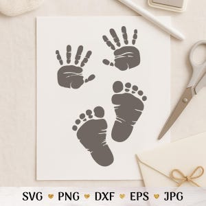 Baby Hand and Footprint SVG: Newborn Baby Clipart & Cut File for Keepsakes and Crafts (Instant Download)