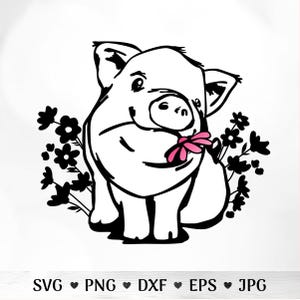 Farm animal SVG  featuring a cute pig design for shirts and crafts