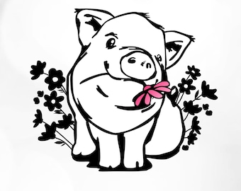Cute Pig SVG: Farm Animal Cut File and Clipart for Shirts, Kids Apparel & Crafts (Instant Download)