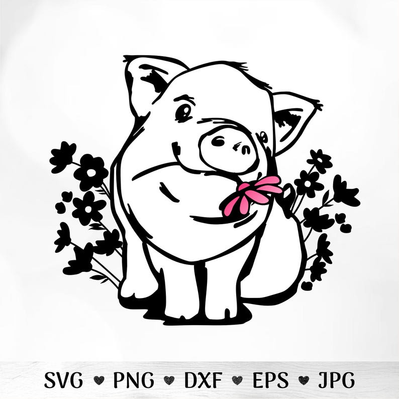 Farm animal SVG  featuring a cute pig design for shirts and crafts