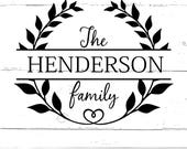 Family Name Monogram SVG Family Name SVG Farmhouse Sign Svg Rustic Farmhouse Svg Family Wreath Svg DIY Family Name Sign Svg Instant download