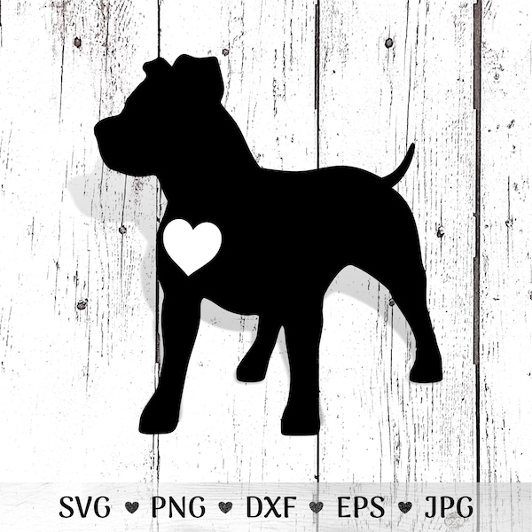 Pit Bull SVG Cut File for Cricut Dog Silhouette SVG Sticker Dog Lover Gift Dog Heart Decal Instant Download Dog Mom Shirt SVG Dog Dad Gift