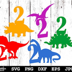 2nd Birthday SVG  Dinosaur Birthday SVG  Dinosaur Svg  2nd Birthday Cake Topper Svg  Instant download  svg png eps dxf jpg files