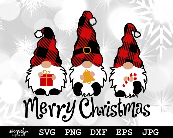 Merry Christmas Garden Gnomes SVG Cute Christmas Graphic Design Files, Christmas Graphics
