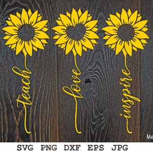 Insegnare Ama Ispirare SVG Insegnante Girasole SVG Citazione Insegnante SVG Apprezzamento Insegnante SVG Download istantaneo svg png eps dxf jpg