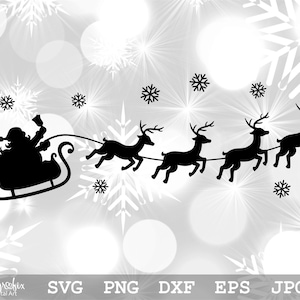 Slitta di Babbo Natale SVG Babbo Natale sulla slitta SVG Slitta di Natale SVG Renna Svg Natale Svg Download immediato svg png eps dxf jpg